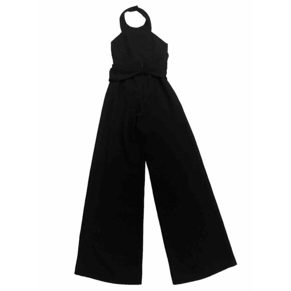 Ramy Brook Black Halter Jumpsuit XS 0 Wide Leg Twist Front Open Back Romper - Picture 8 of 13